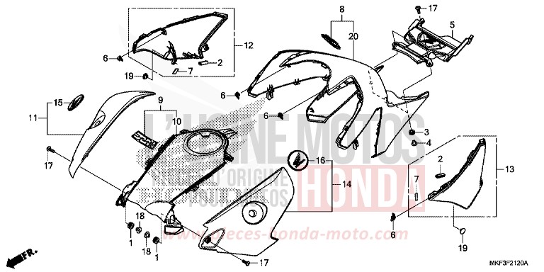 COUVERCLE de CBR1000RR SP SP1 SP2 GRAND PRIX RED (R380X) 2018